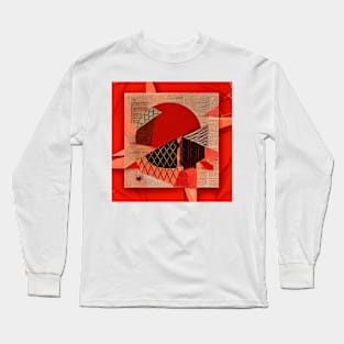 Red Geometric Texture Long Sleeve T-Shirt